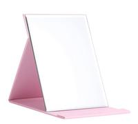 DUcare Leather Craft Makeup Mirror Free Standing Super HD Large Compact Mirror for Desk, Office, Home, Camping, Travel - Pink