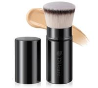 DUcare Retractable Foundation Brush - Flat Top Kabuki Brush with Lid, Adjustable Sleeve for Full to Light Coverage, Travel Makeup Brush for Liquid, Cream and Powder Makeup