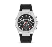 Ducati DT004 Mens Chronograph Watch with Silver Accents, Black Textured Dial, Genuine Leather Strap, Water Resistant up to 50m, 43.5mm Case - Stylish Performance for