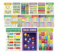 Ducational Posters for Preschoolers - 16PCS Educational Posters for Classroom Decor | Laminated Prek Learning Chart, Time, Weather, Colours, Months, Days of the Week Poster