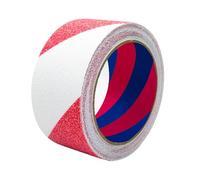 Duccinp Anti Slip Tape with Bright Red and White Grip Stripes 10 CM x 10 M Waterproof Hazard Caution Warning Tape for Outdoor Stairs, Step Treads, Ramp, Skateboard
