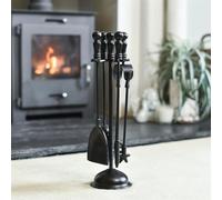 "Duchess" 46cm Iron Fireside Fireplace Accessories Companion Set - Fireside Tools with Poker, Tongs, Brush - Elegant and Functional Fireside Companion Set for Home Decor