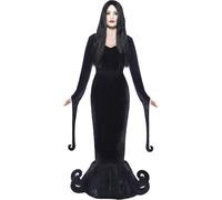 Smiffys Duchess of the Manor Costume, Black with Full Length Dress & Hem Detail, Halloween Adult Fancy Dress, Vampire Dress Up Costumes