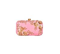 Duchess Women's Hand Embroidered Six Flower Box Clutch Purse, Pink, FREE