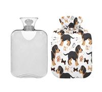 Duchshund Dog Cute Bones hot Bottle Water Bag with Soft Cover 2L hot Water Bag for Arthritis Neck and Shoulder Pain Relief bolsas de agua Caliente para Dolores