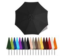 Duchunsheng Umbrella Canopy Replacement Outdoor 6/8 Rib 6FT 7FT 8FT 9FT 10 FT 11FT, Market Patio Table Cover For Backyard Garden Courtyard Swimming Pool Lawn, Market Umbrella Top(Black,4m - 8Ribs)