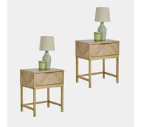 Ducie Herringbone Bedside Tables Set of 2