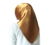 DUCIFEIYU Modal Hijab Scarf Lightweight Satin Head Scarf Coverings for Women Religious Large Square Hair Scarf, 35"*35", Gold, 35