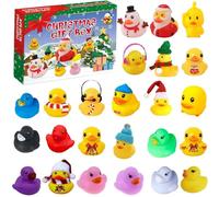 Duck Advent Calendar 2025, 24 Days Christmas Countdown Rubber Duck Set, Bath Toys Countdown Calendar Rubber Ducks Bath Toys Party Favor Gifts (B)