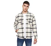 Duck And Cover Francore Mens Overshirt Casual Winter Checked Jacket Off White