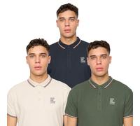 Duck And Cover Melports Mens Short Sleeved 3pk Polo Shirt Smart Casual Assorted