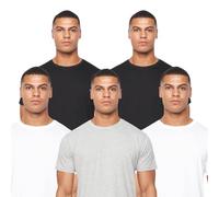 Duck and Cover - Mens 5 Pack 'CAPLAZ' Multipack T-Shirts Short Sleeve Crew Neck Tees (L, Assorted)
