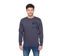 Duck and Cover Men's Crew Neck Sweatshirt - Fleece Backed, Long Sleeve, Chest Pocket Navy L