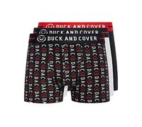 Duck and Cover - Men's Essential 3 Pack Underwear Multipack Cotton Boxer Shorts with Jacquard Satin Waistband 3, 6 Multi Pack Gift Set (XXL, Stamper 2 / Black)