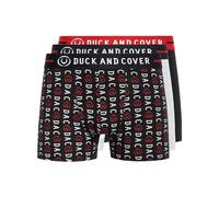 Duck and Cover - Men's Essential 3 Pack Underwear Multipack Cotton Boxer Shorts with Jacquard Satin Waistband 3, 6 Multi Pack Gift Set (S, Stamper 2 / Black)