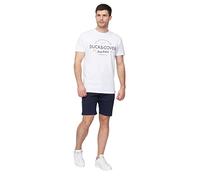 Duck and Cover Mens Slim Fit Chino Cotton Summer Casual Shorts(32W/Navy)