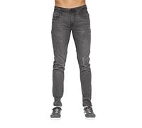 Duck and Cover - Mens 'Tranfold' Essential Faded Abraised Stretch Slim Fit Jeans (36W / 32L, Mid Grey)