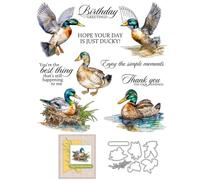 Duck Animal Stamps and Cutting Dies for Card Making DIY Transparent Silicone Clear Stamp and Metal Die Cuts Sets for Scrapbooking Paper Greeting Cards Decor Seals Craft Supplies