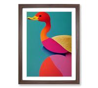 Duck Avant Garde Framed Print | A2 Walnut Framed Wall Art | Ready to Hang | Modern Animal Picture | Living Room Bedroom Lounge Office