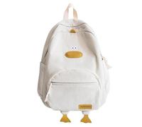 Duck Bag, Duck Backpack for School, Cute Corduroy Ducks Backpack, Funny Backpacks, Casual Daypacks for Teenage Primary Secondary Middle School, Boys Girls Kids Travel Bag Bookbag (White)