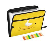 Duck Banana Yellow Accordion File Organizer Portable Expanding File Folder with Safe Zipper & Colorful Labels for Important Document Storage A4 Papers Receipt Letter