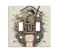 Duck Bathroom Double Light Switch Cover Plate, Vintage Rustic Flowers Leaves Fall Green Plastic Standard Size Switch Plate Decorative for Living Room Bedroom Home Office Decor