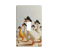Duck Bathroom Single Light Switch Cover Plate, Playful Fanciful Hat Line Fall White Plastic Standard Size Decorative Wall Plates for Home Living Room New Apartment Decor (Single)