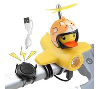 Duck Bike Bell - 2 Pcss Rubber Duck biicycle Horn, Bike Headlight Bike Horn | Yellow Duck biicycle Lights Bell Horns with LED Light, Propeller Handlebar Bike Horns biicycle Accessories for Kids Adults