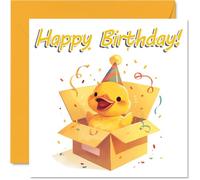Duck Birthday Cards - Animal Gifts - Happy Birthday Card for Son Daughter Brother Sister Grandson Granddaughter Niece Nephew Cousin, 145mm Bday Greeting Cards