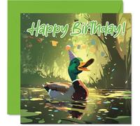 Duck Birthday Cards - Woodland Forest Party - Happy Birthday Card for Son Daughter Brother Sister Grandson Granddaughter Niece Nephew Cousin, 145mm Bday Greeting Cards