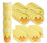 Duck Birthday Party Supplies Set Plates Napkins Cups Tableware Kit for 16