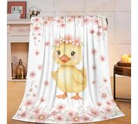 Duck Blanket Cute Duck Flower Throw Blanket Soft Cozy Fleece Fuzzy Plush Warm Stuff Bedding Nursery Toddler Baby Blankets Gifts for Boys Girls Kids Adult Men Women 40"X50"