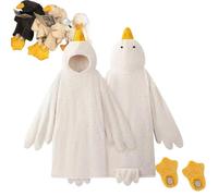 duck blanket goose onesie Big White Goose Pjs Warm Oversized with Sleeves Blanket Wearable Hoodie Duck Blan-Ket Sleepwear Thick Coral Fleece Giant silly onesies adult