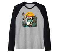 Duck Blind Dad Hunting Sunset Raglan Baseball Tee