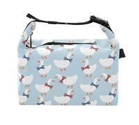 Duck Bowtie Blue pattern Buckle Handle Insulated Lunch Bag Leakproof Reusable Lunch Box Large Capacity Cooler Tote for Work Office Picnic