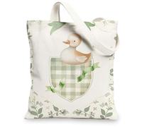 Duck Canvas Tote Bags, Cute Animal Print Reusable Grocery Bags, Country Chic Lightweight Washable Shoulder Strap Canvas Bags for Shopping Outdoor Travel Picnic 13x15 Inch