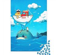 Duck Captain on Whale Cartoon Illustration, Classic Jigsaw Puzzle, 1000 Pieces, 70x50cm/1000pcs