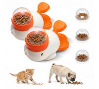Duck Cat Treat Dispenser - Interactive Puzzle Feeder for Indoor Cats & Small Dogs，Easy to Clean Slow Feeder for All Kibble Sizes, Durable Boredom Buster for Kittens & Puppies (2PCS-B)
