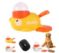 Duck Cat Treat Dispenser, Yellow Duck Cat Feeder Toy with Press Button, 2-in-1 Interactive Toy & Slow Feeder for Cats Dogs (Yellow)