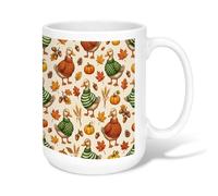 Duck Ceramic Coffee Mug, Fall Rustic Pumpkin Acorn Fall Orange Novelty Tea Cup with Handle Ideal for Friends Family Co-worker Lovers Eldership Senior 15 Oz
