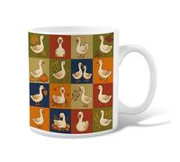 Duck Ceramic Coffee Mug, Fall Rustic Pumpkin Wheat Fall Orange Novelty Hot Chocolate Mug with Handle Ideal for Friends Family Lovers Eldership Senior Co-worker 11 Oz