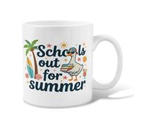 Duck Ceramic Coffee Mug, Summer Playful Palm Tree Sun Summer White Novelty Hot Chocolate Mug with Handle Ideal for Friendship Family Colleague Teachers Sweetheart Staff 11 Oz