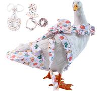 Duck Chicken Harness & Diapers with 5-FT Leash & Washable Adjustable Elastic Nappy Poultry Cloth for Goose Hen (Medium, Mushroom)