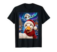 Duck Christmas Selfie Full Moon Night Santa Sleigh Duck Xmas Value Graphic T-Shirt