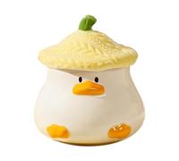 Duck Coffee Cup - Ceramic 4.53x3.07 Inches | Duck Mug with Hat Lid, Animal Tableware with Handle, Hand-Painted Cartoon Drinkware | Juice Milk Chocolate