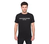 Duck & Cover Men’s T-Shirt - Crew Neck, Short Sleeve, Designer Camo Logo Print Tee - 100% Cotton Casual Top Black XL