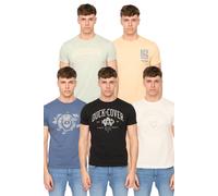Duck&Cover Men's Haltecks Essential Cotton T-Shirt (5 Pack) | Size: Medium Duck&Cover Multicolor M