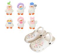 Duck Croc Charms - 6PCS DIY Accessories With 3D Bow Tie Shoe Decorations for Kids, Boys, Girls and Adults