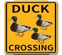 Duck Crossing Road Sign Metal Tin Sign for Home Bar, Man Cave, and Garage