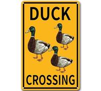 Duck Crossing Road Sign Metal Tin Sign for Home Bar, Man Cave, and Garage